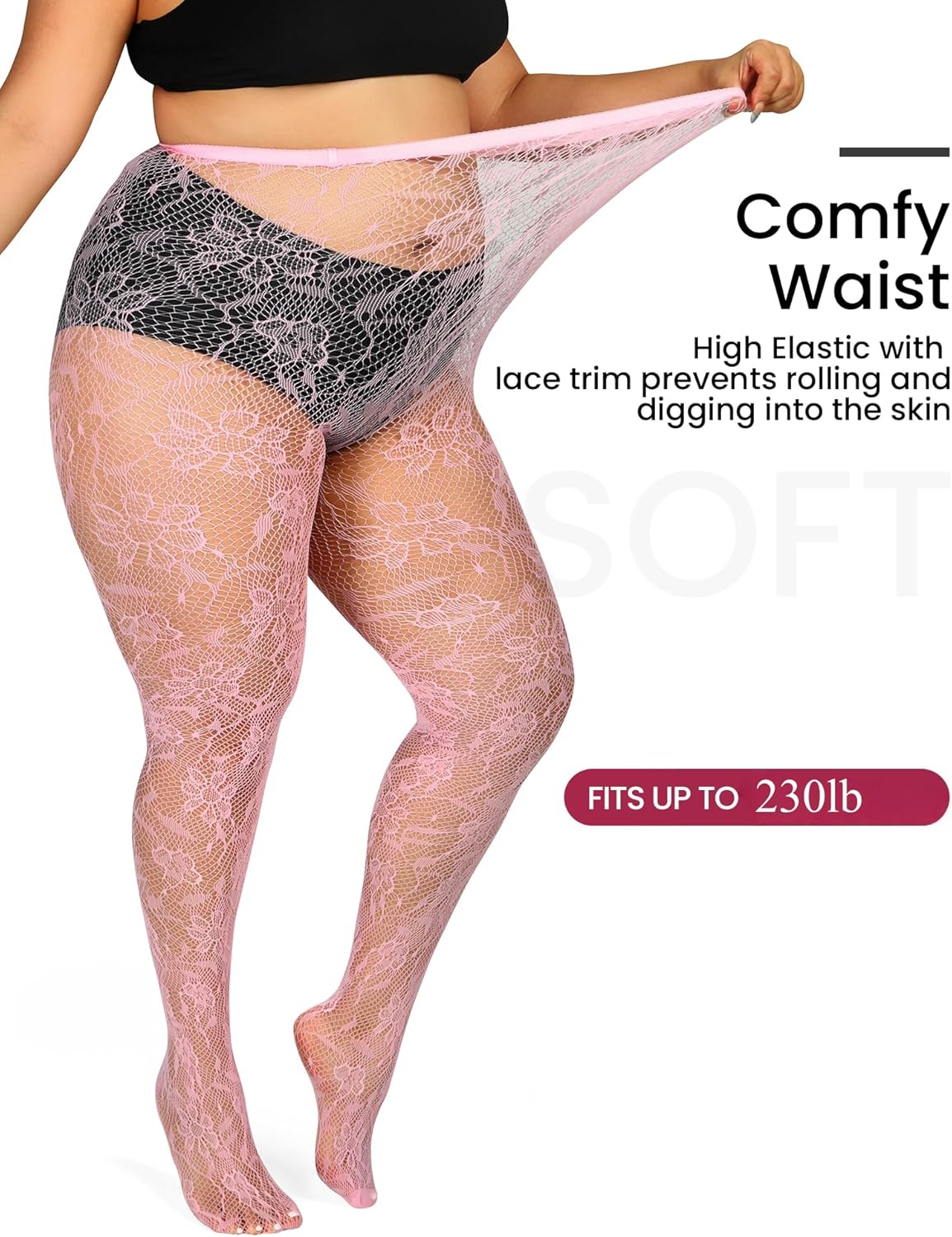 Floral Lace Plus Size Tights High Waist Velvet Pantyhose Sunflower Fishnet Stockings Leggings - Image 4