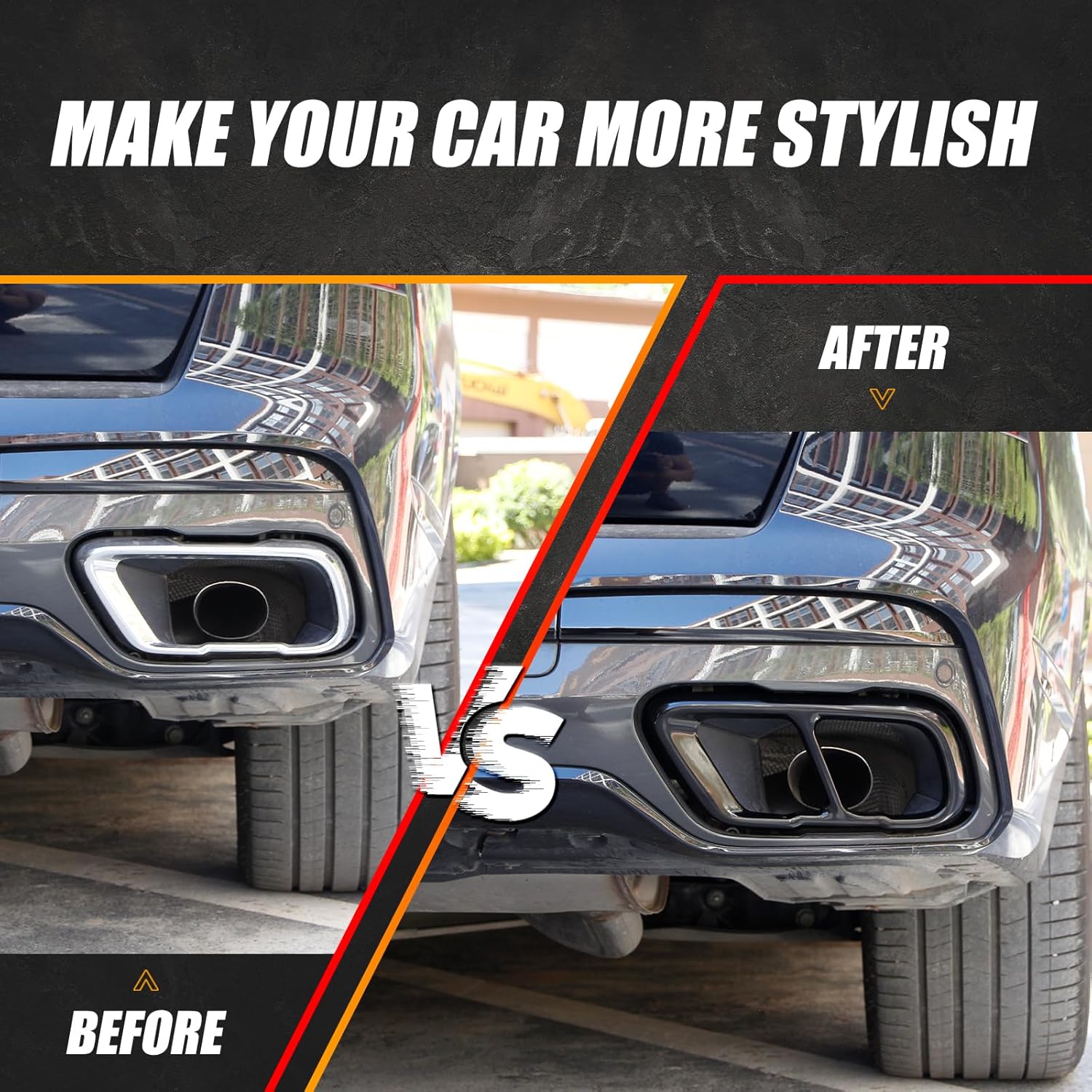 LLKUANG V8 Look Car Exhaust Mufflers Cover Trim Compatible With BMW X5 G05 X6 G06 X7 G07 2019-2026 Stainless Steel Car Muffler Tail Pipe Output Parts Trim Cover(for M Sports Version)