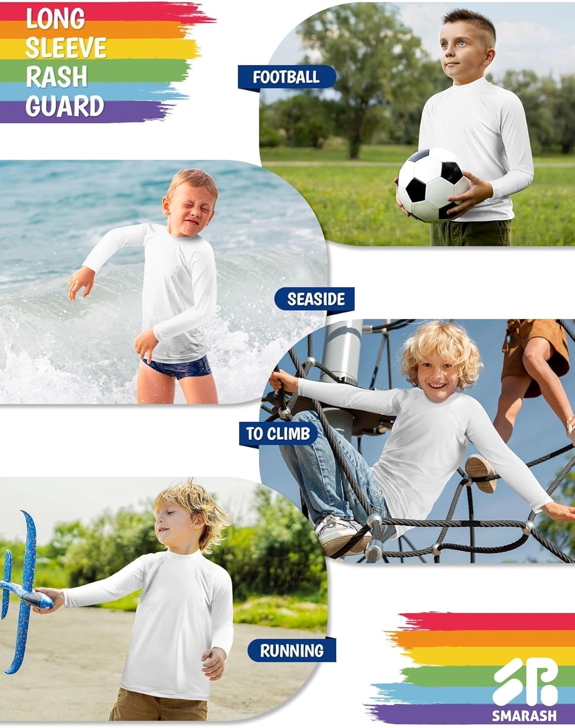Boys Rash Guard Swim Shirts Long Sleeve UPF 50+ Swimwear Toddler Kids Sun Protection SPF Water Surfing Swimming Shirts 0-16Y - Image 5