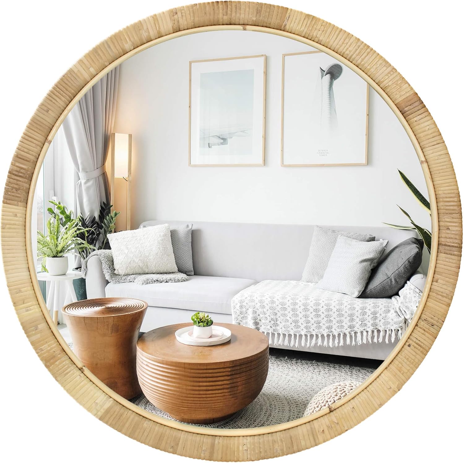 Rattan Full Length Mirror, 64x 20 Full Body Mirror for Wall, Rattan Frame Boho Mirror Decor Bedroom Bathroom Checkroom Livingroom Entryway Farmhouse