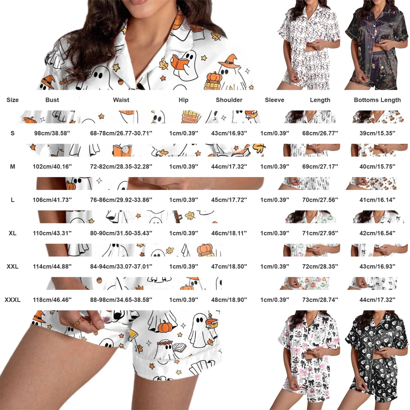 Generisch Pigiama da donna a maniche corte per Halloween