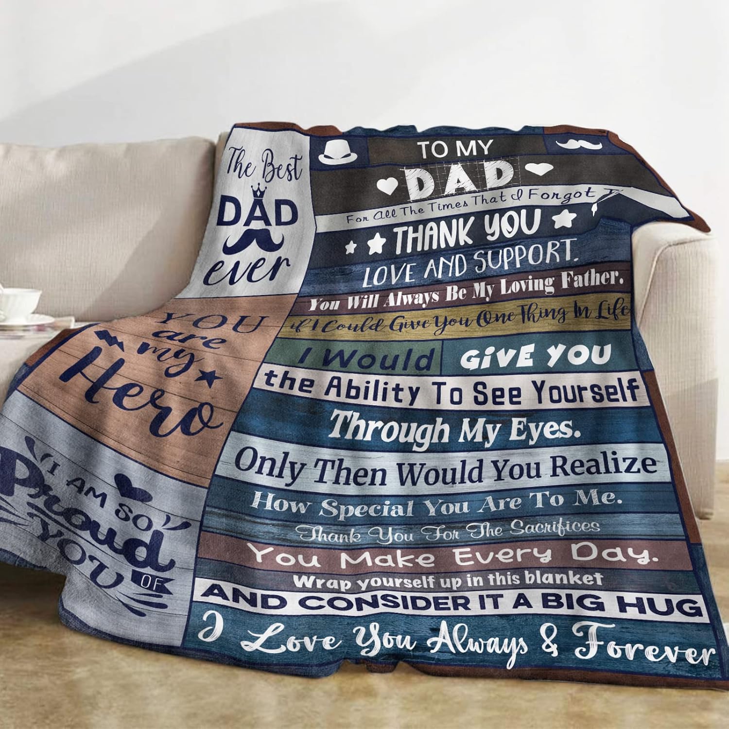 Dad Blanket Gift Father Throw Blanket I Love You Dad