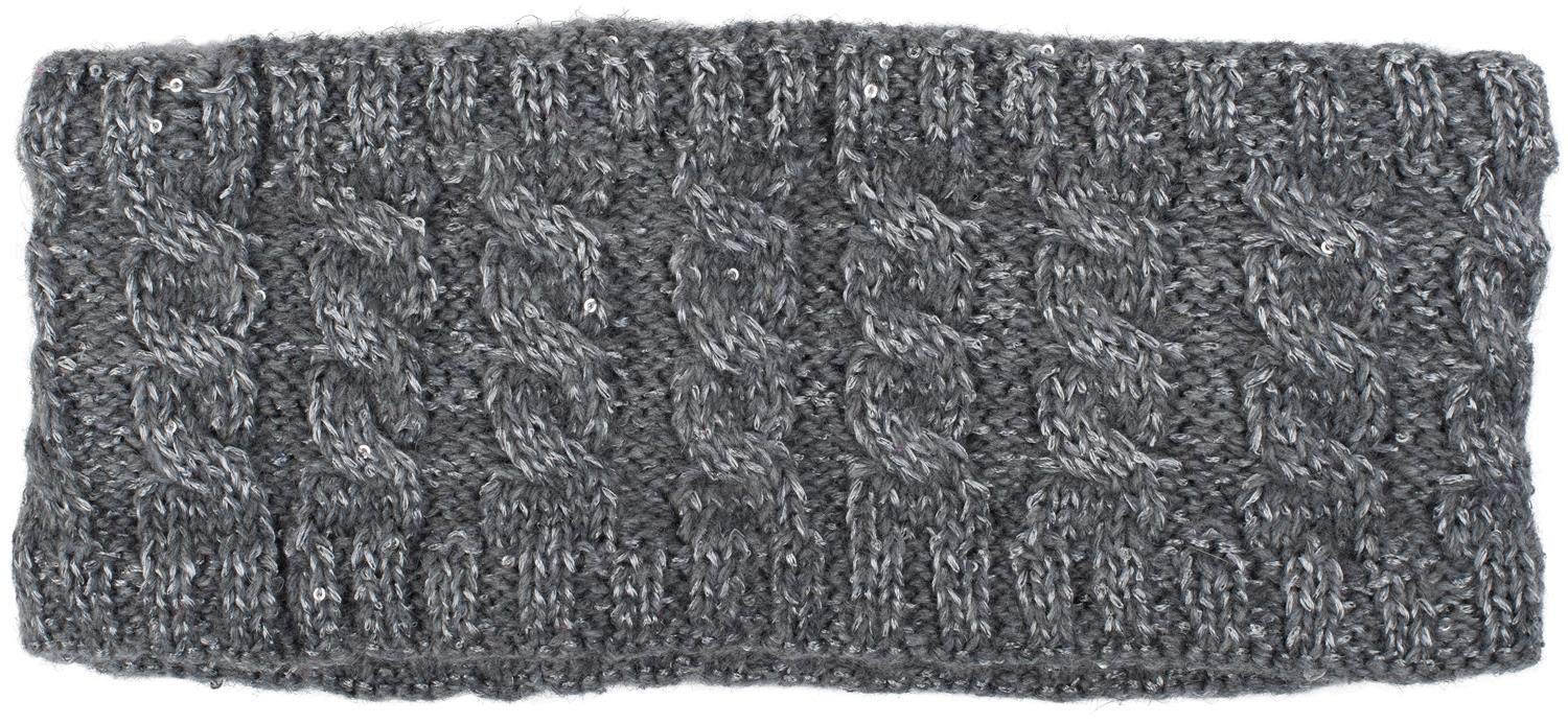 styleBREAKER women knit headband with plait pattern and sequins, fleece lining, hairband, headband, women 04026028, color:Grey - Image 3