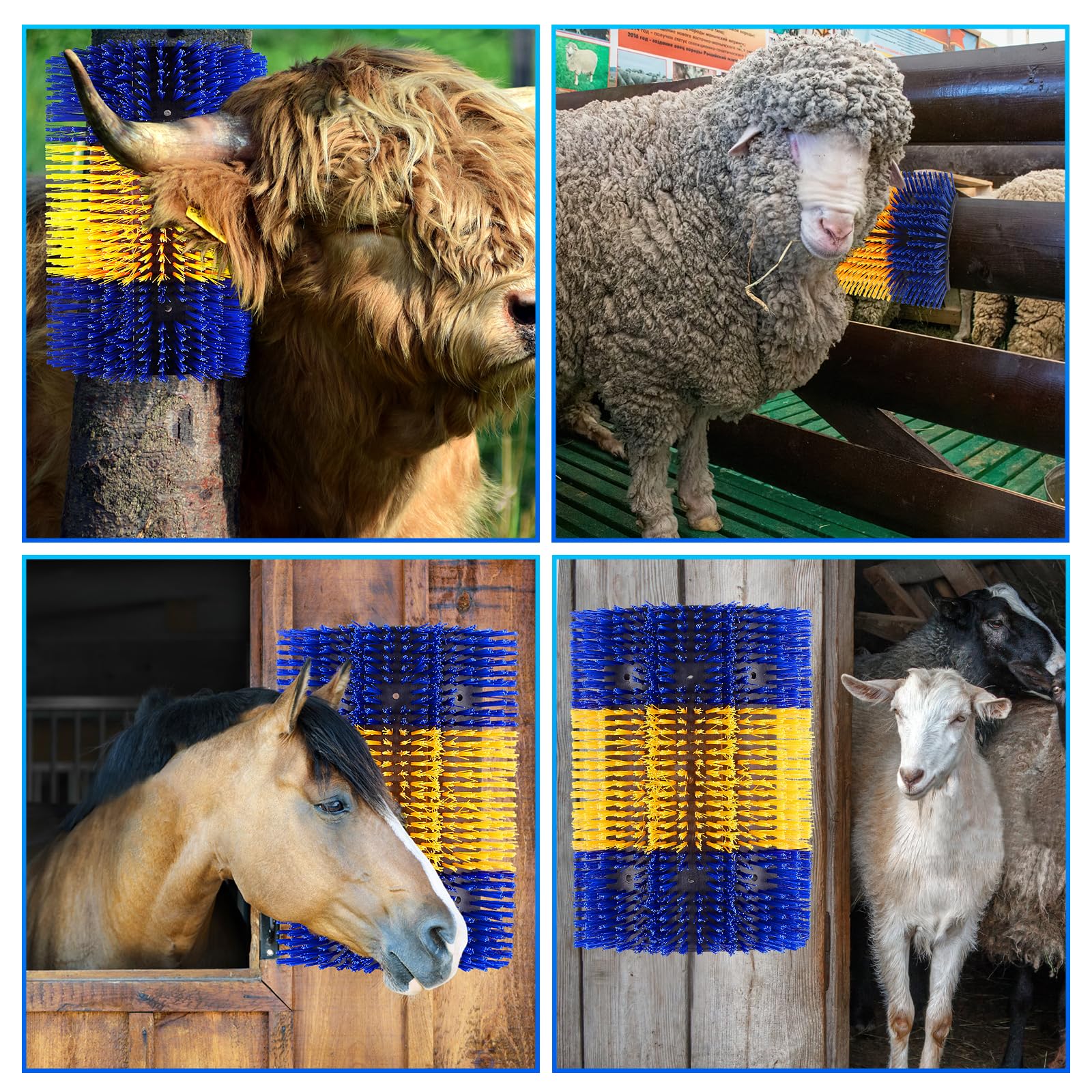 Cepillo rascador de ganado de tamaño extragrande, cepillo rascador mejorado para caballos/cabras/vacas/ganado para aseo, kit de cepillos rascadores de caballos para aliviar la picazón con dos juegos