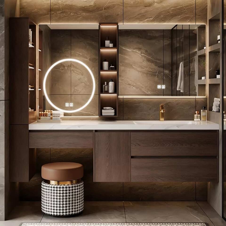 116 inch Floating Bathroom Vanity with Single Sink, Dark Walnut