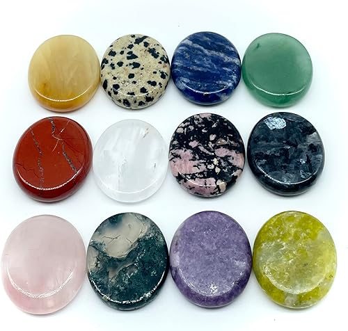 Miniatura 2 de Piedras de preocupación naturales curativas para chakras, reiki, cristales ovalados de bolsillo para terapia de alivio de ansiedad y estrés (9