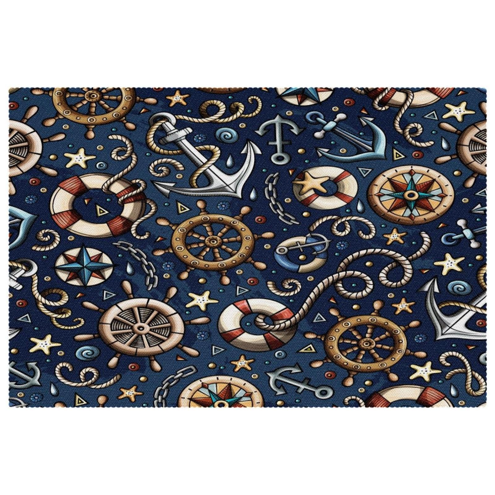 Sets de table antidérapants et thermorésistants motif boussole lot de 6