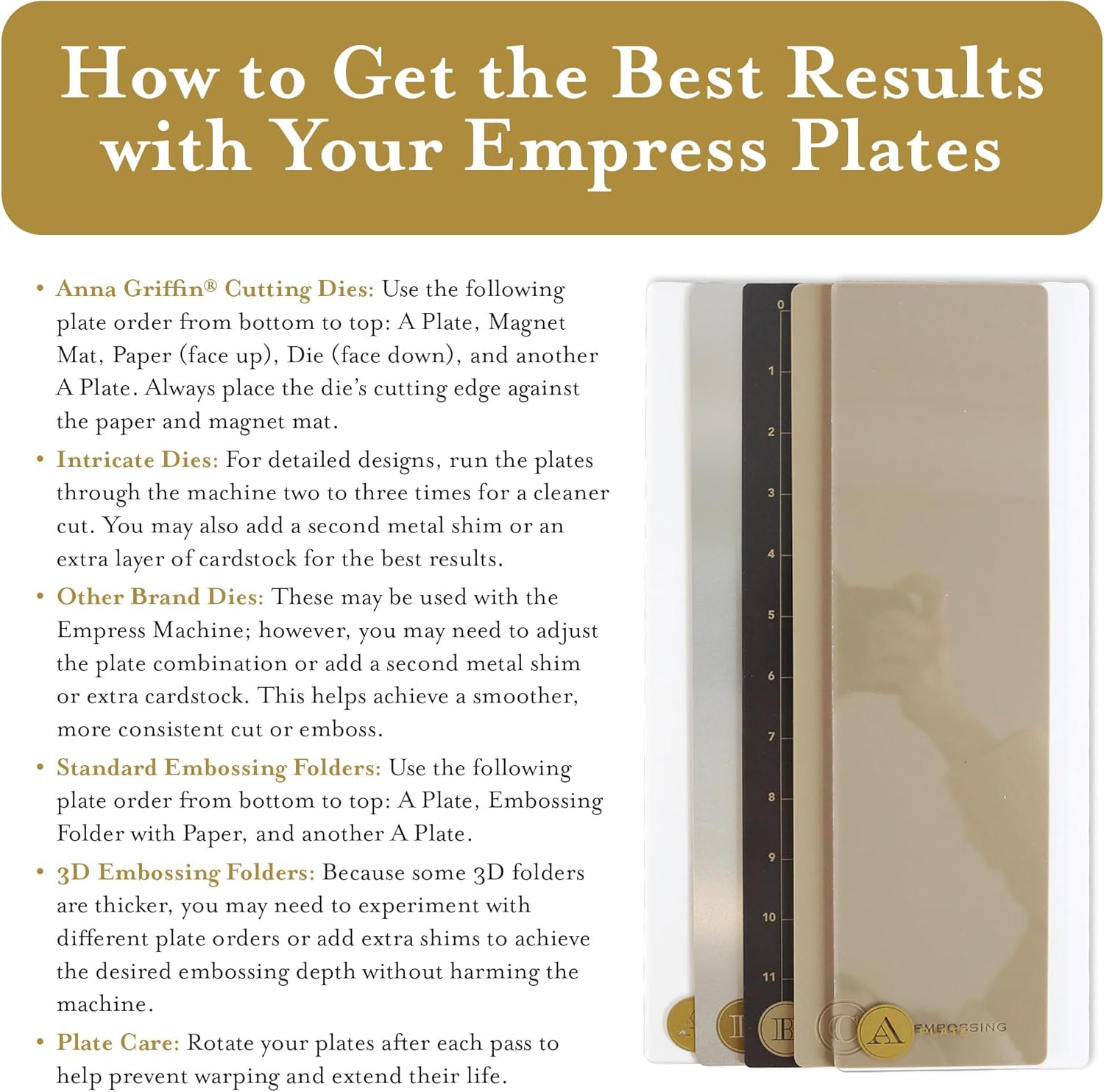 Anna Griffin Empress Full Plates Set -Embossing Plates for Crafting, Scrapbooking Supplies & Junk Journal Supplies - Includes Magnetic Mat, Embossing Mat & Metal Shim (Mini Full Plate)