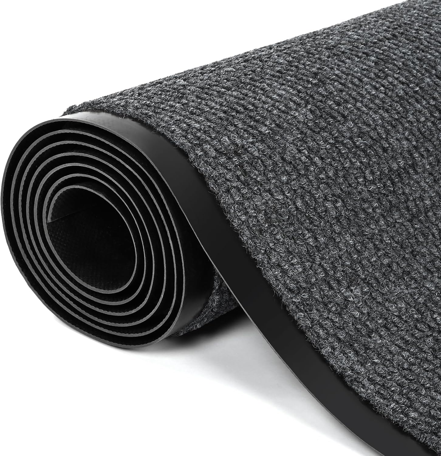 3 x 10 FT Commercial Runner Rug, Indoor Outdoor Hallway Carpet Runner Floor Mat Area Rugs with Non-Slip PVC Backing for Kitchen Balconies Living Room Dining Room Decks Patio - Gray