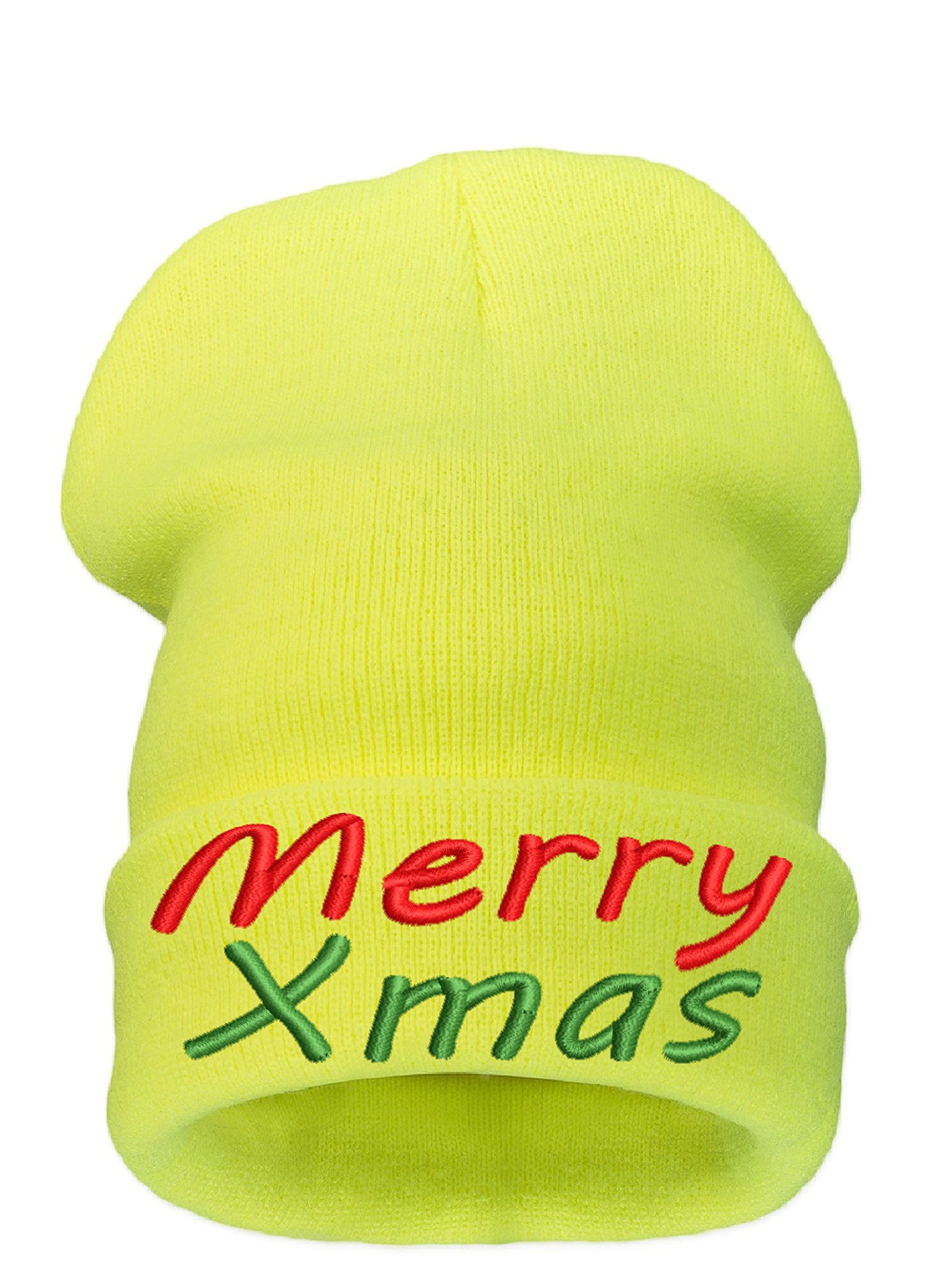4Sold 1976 Women's Merry Xmas Neo Yellow 4Sold Merry Xmas Ho Ho Ho Funy Hats Merry Christmas Hat Beanie Hat Mens Beanie (Merry Xmas Neo Yellow)