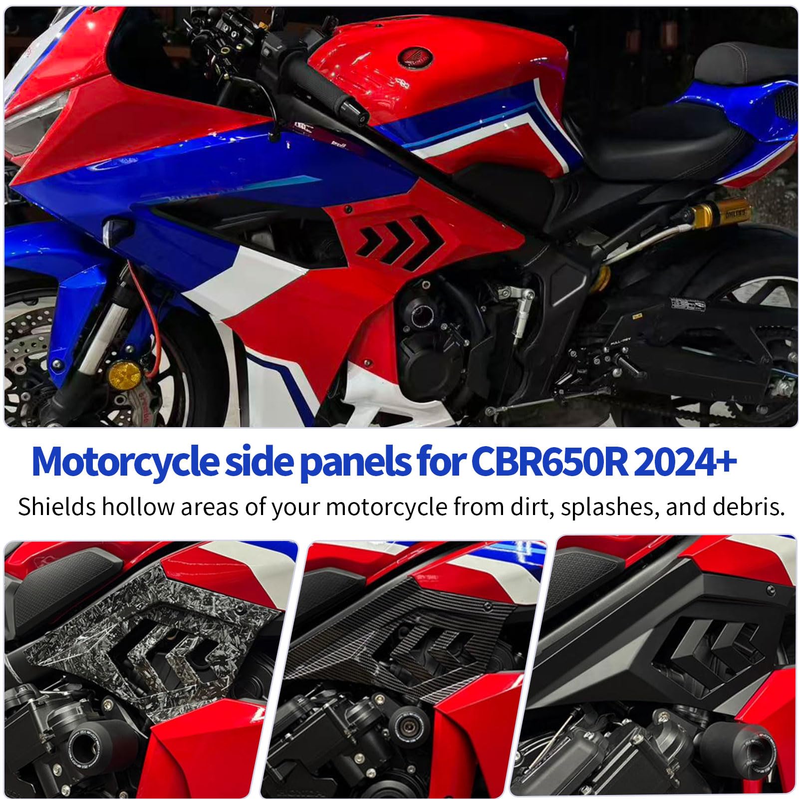 Paneles de cuvierta lateral CBR650R,protectores laterales marco CBR 650 R Carenado Lateral del Asiento para HO&N&DA CBR 650R Accesorios 2024-2026 (Rojo)