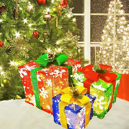 Miniatura 4 de Cajas luminosas decorativas para exteriores e interiores, 3 piezas de decoración hecha a mano, Plug and Play, marco de metal duradero, decoración de