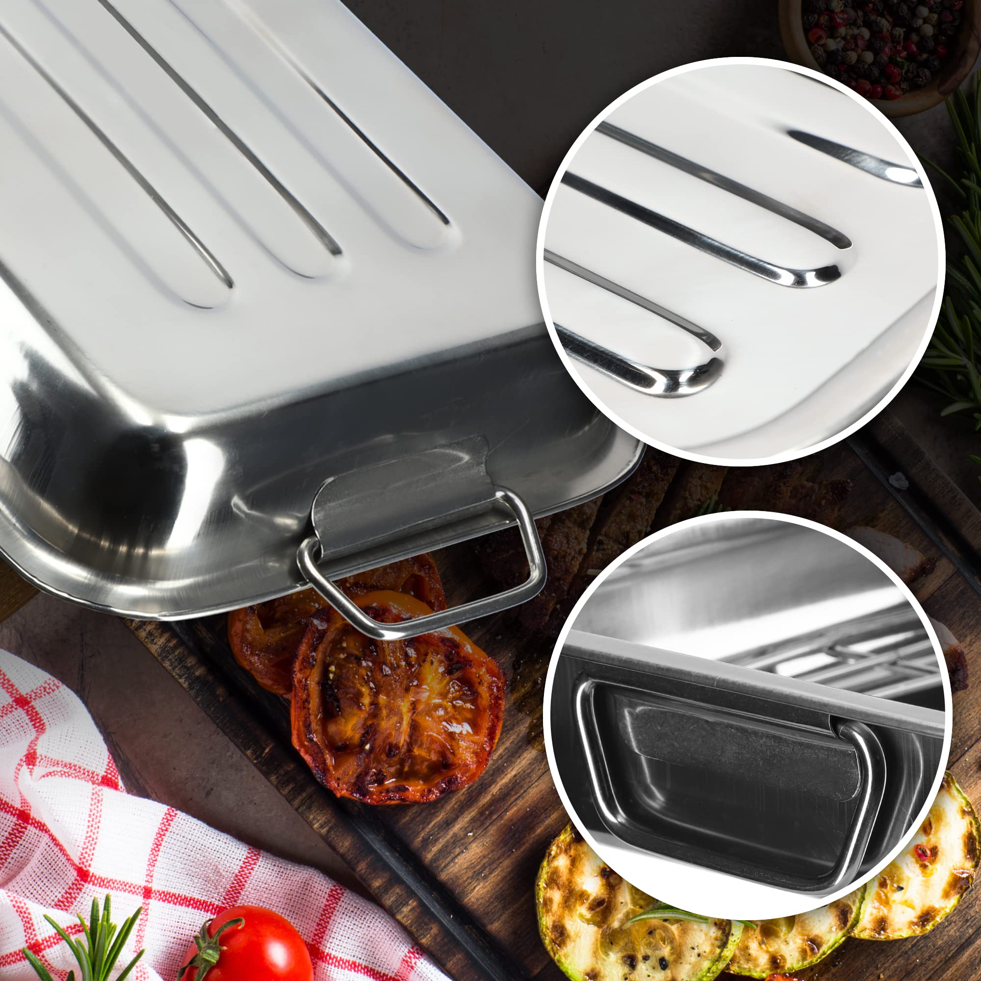 Teglia Per Arrosti KADAX In Acciaio - Griglia Forno Rimovibile 35x26x6cm - Foto 9