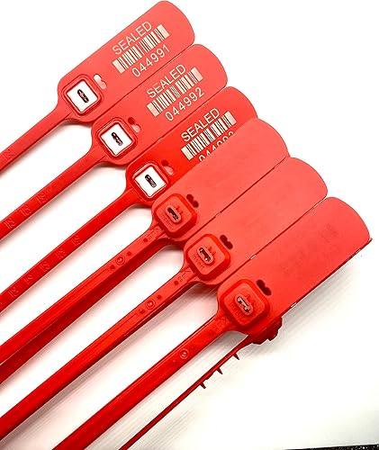 Miniatura 2 de 500 sellos de plástico rojo para remolque, sellos de plástico para camiones, sellos a prueba de manipulaciones, sellos autobloqueantes para puertas