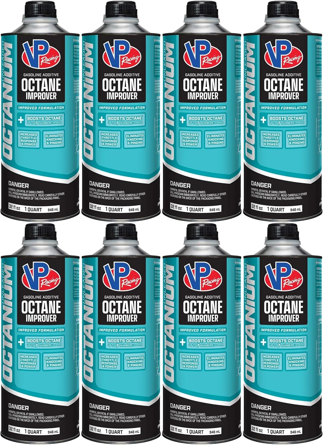 VP Racing 29505 Octanium Unleaded Octane Booster - Universal Fit - Quart (8 Pack)