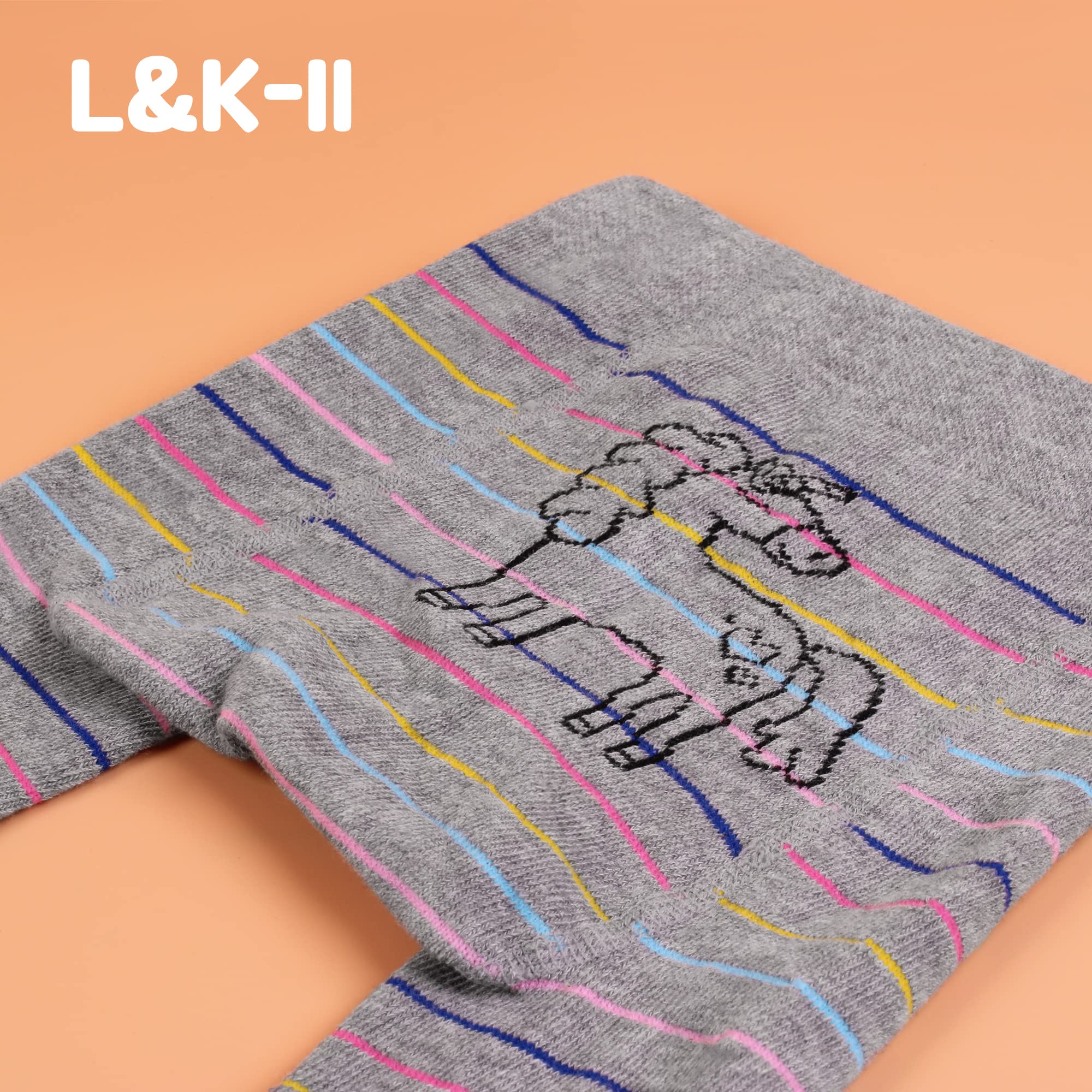 L&K-II Confezione da 3 collant per gattonare per bambini, con suola in ABS, antiscivolo, motivo animale, 2732