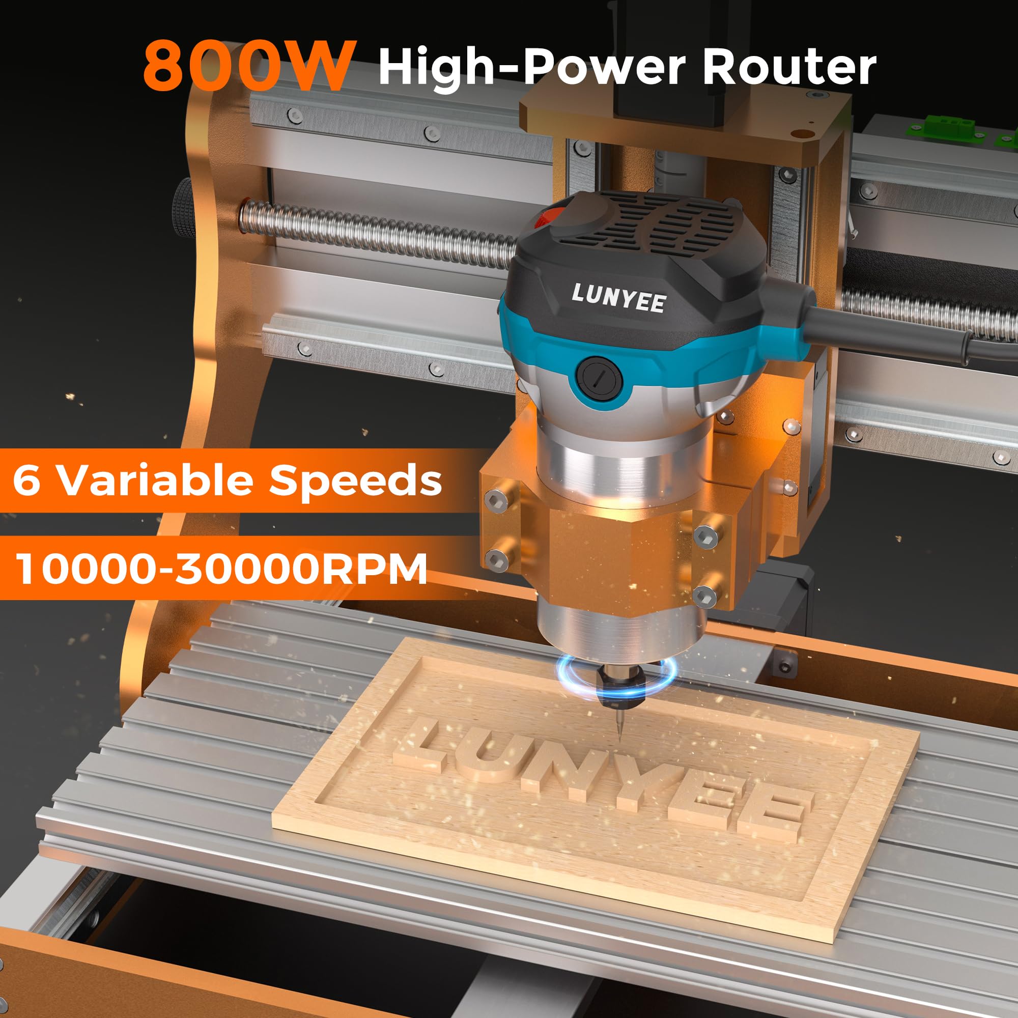 LUNYEE 3020 Nova CNC Router Machine, All-Metal XYZ Axis Linear