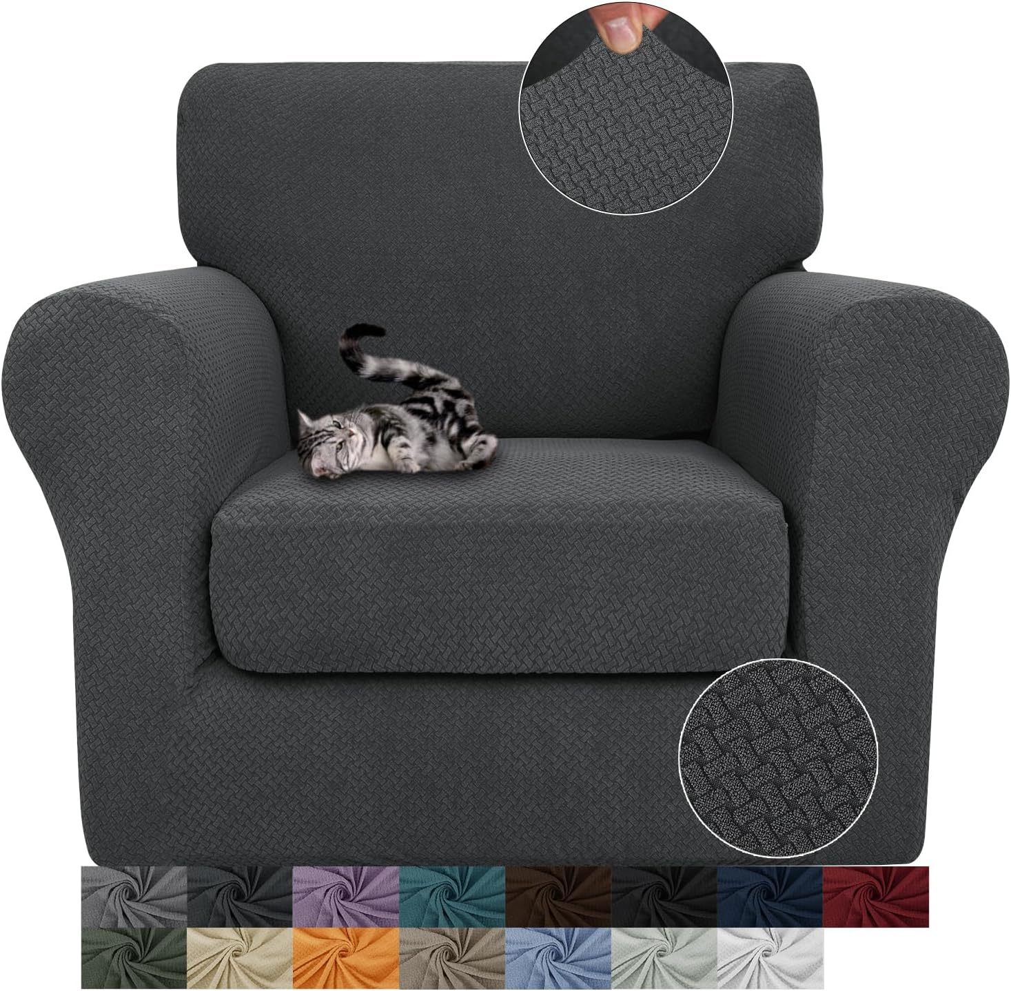 JIVINER Newest 2 Pieces Armchair Covers for Living Room