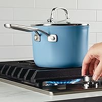 Vista 6 de KitchenAid Sartén antiadherente de cerámica anodizada dura con tapa, 3 cuartos de galón, terciopelo azul