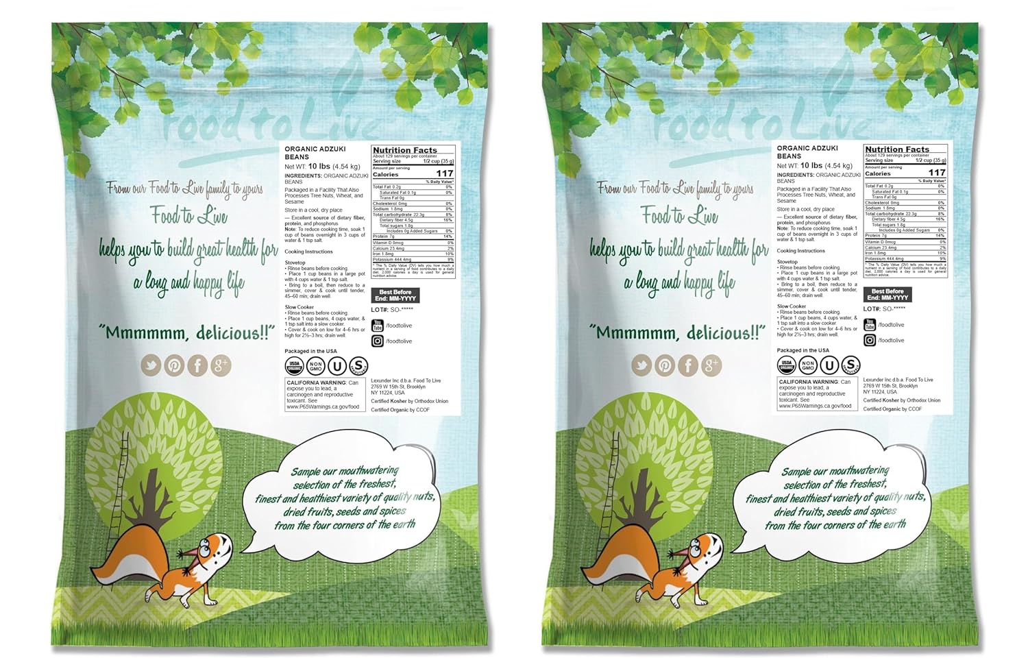 Food to Live Organic Adzuki Sprouting Beans, 20 Pounds – Whole Raw Dried Azuki Beans (Red Mung Beans), Non-GMO, Kosher, and Vegan, Bulk Organic Beans