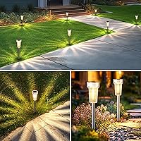 Vista 7 de Mancra - Luces solares al aire libre impermeables, juego de 8 luces de camino con bombilla de tungsteno de acero inoxidable, luces solares