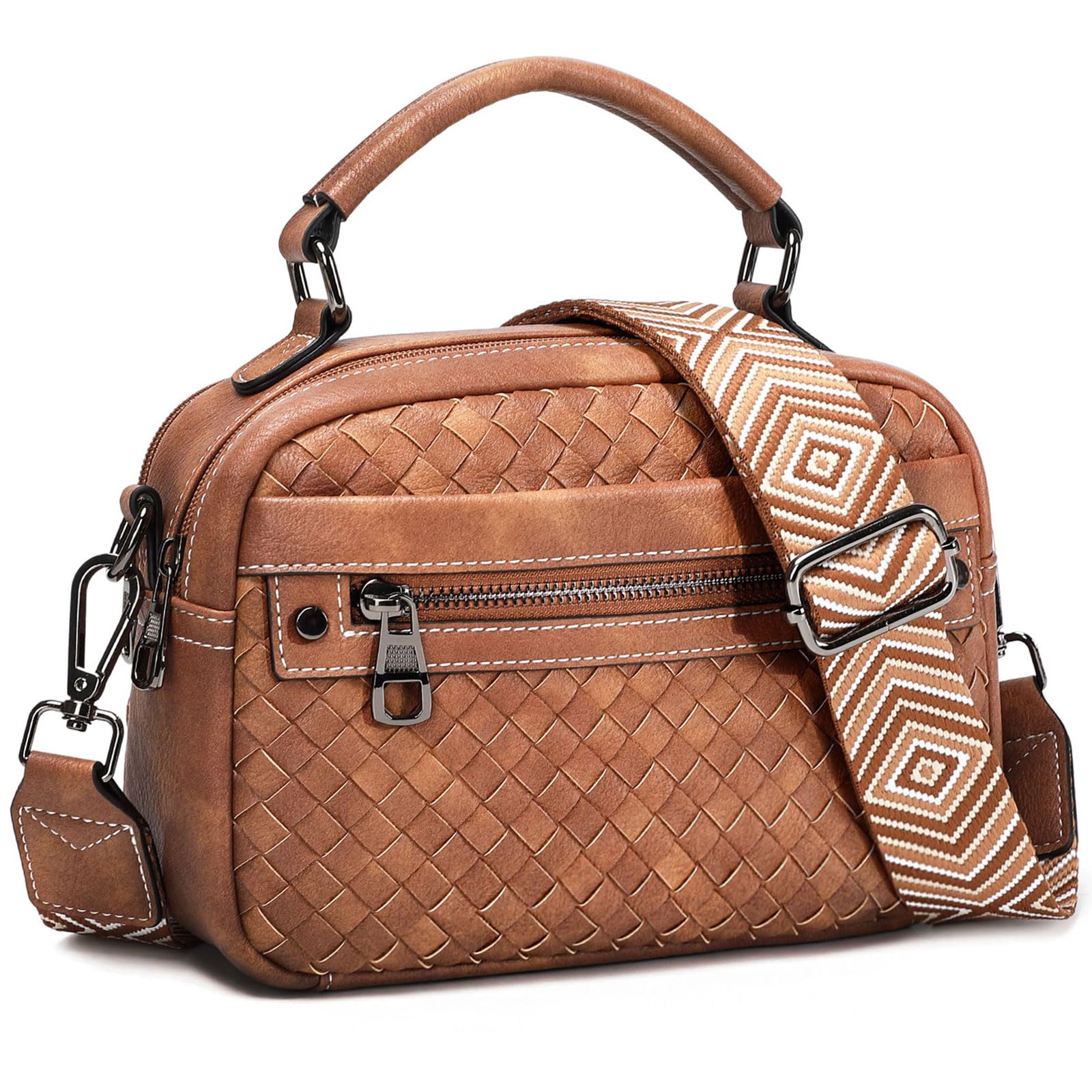 Crossbody Bags for Women Vegan Leather Shoulder Handbags Small Cross Body Purses for Women Trendy with Wide Strap