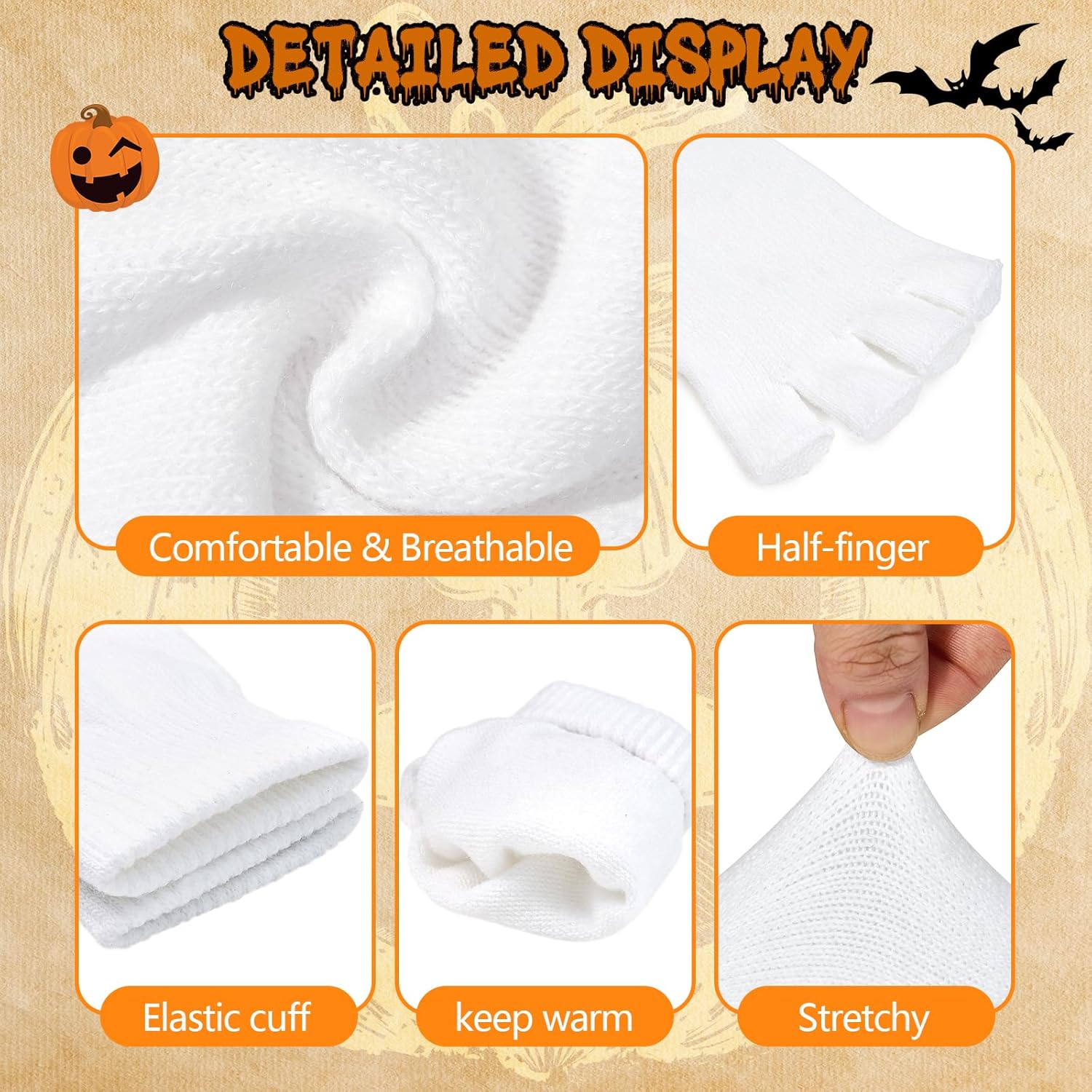 American Trends Knit Fingerless Winter Gloves Touchscreen Half Finger for Women & Men-Warm Stretchy Black,yellow Multi Colors - Image 5