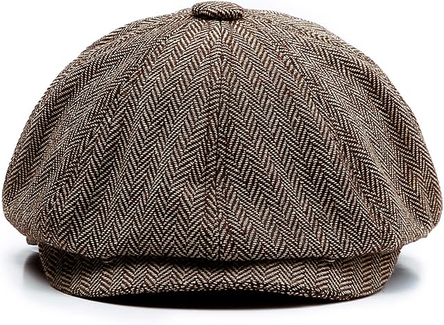 Vancavoo Newsboy Cap Baker Boy Hat Flat Cap Men's Tweed Gatsby Hat Classic Knitted Fleece Hat Herringbone Solid Beret Adjustable Button Ivy Irish Cap Unisex for Men and Women