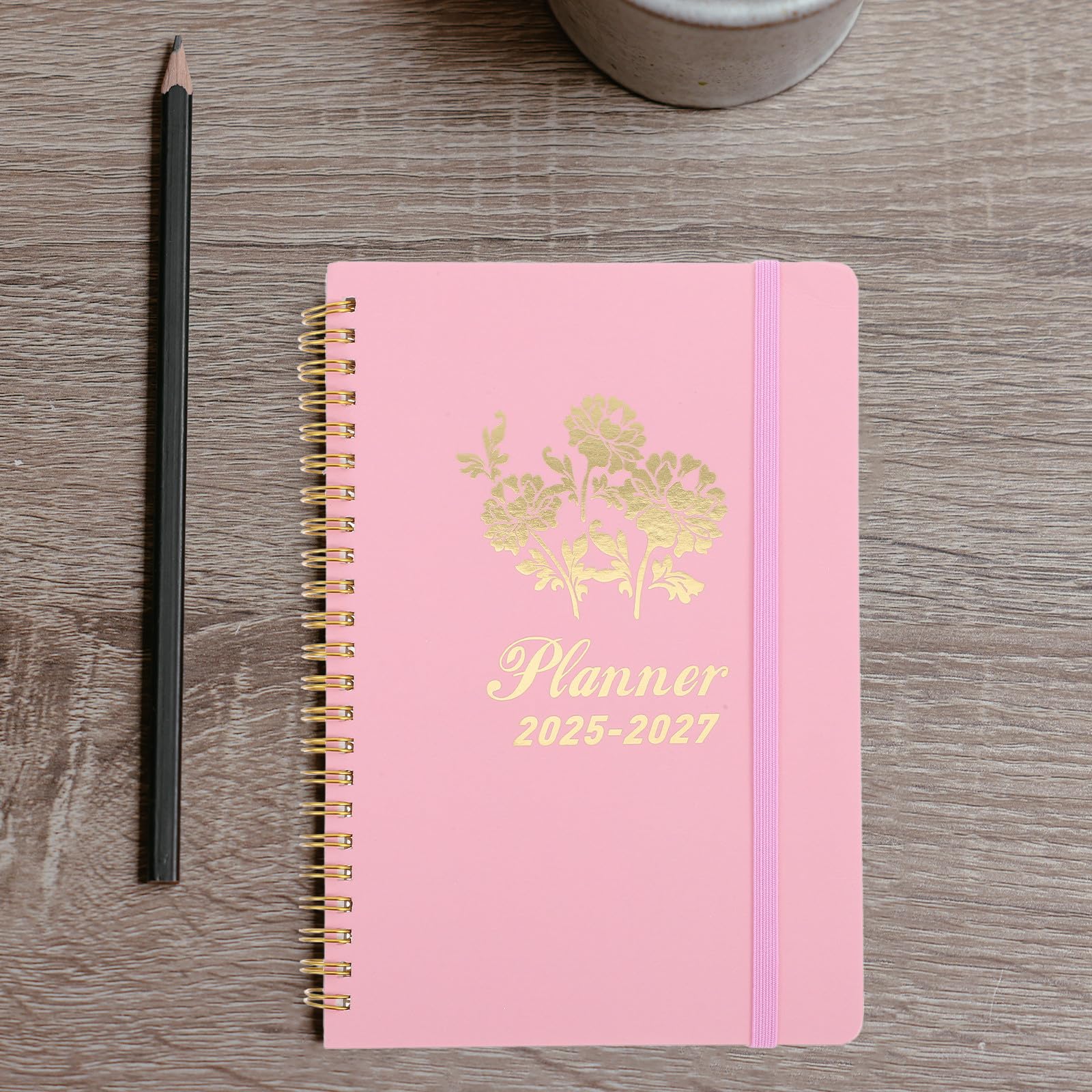 STOBAZA 5 Stück Planer Notizbuch 2025 bis 2027, Englisch, Rosa, Papier und