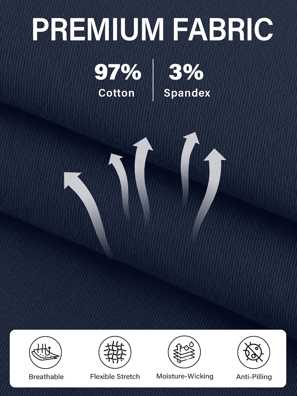 Comdecevis Men's Stretch Khaki Pants Elastic Waist Cotton Chino Pants Straight Fit - Image 6