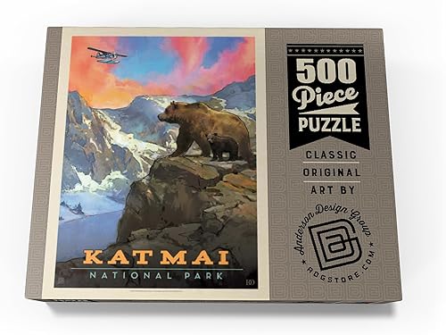 Miniatura 4 de MyPuzzle Katmai National Park Mountain View, póster vintage, rompecabezas prémium de 500 piezas para adultos