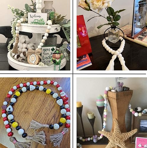 Miniatura 6 de Cuentas de madera blanca de 0.984 in, perlas sueltas pintadas lisas espaciadoras para granjas artesanías, 50 unidades (agujero de 0.177 in)