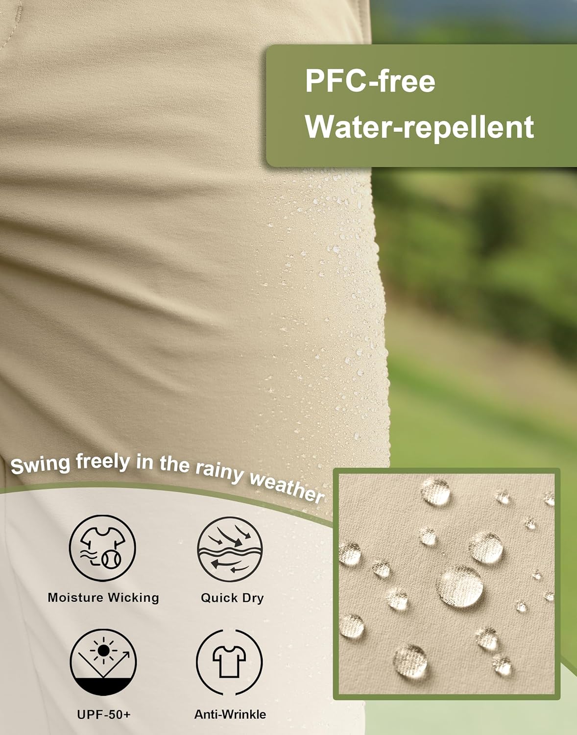 Mens Golf Pants Stretch Classic Fit Dress Pants 30"/32"/34" Quick Dry 6 Pockets Water-Resistant Casual Trousers - Image 6