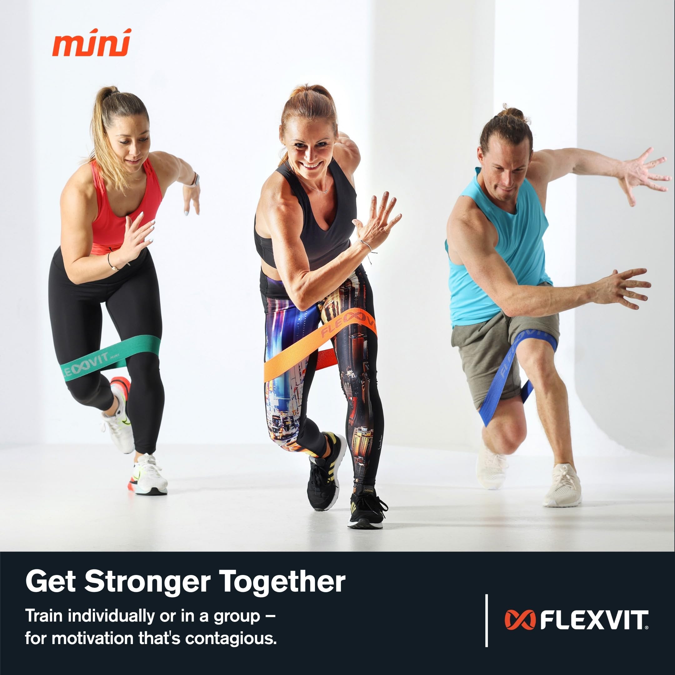 FLEXVIT Mini Band zestaw 3 i 6 taśm fitness do ogólnych ćwiczeń stabilizacyjnych, rozciągania i mobilizacji, różne grubości, dla początkujących i profesjonalistów