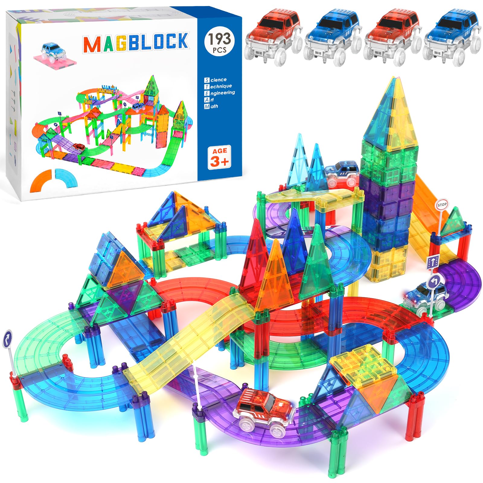 JUQG 74 Pcs Bloques de Construcción Magnéticos, Juego Construcción en 3D con Tuberías, Juguetes de Bloques de Construcción Educativos, Juguetes de Construcción para Niños para Niños Niñas 3+ (74Pcs) — view 13