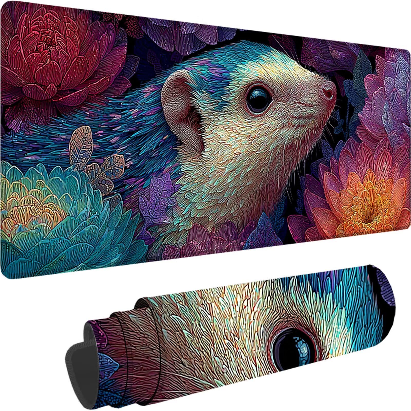 Tappetino Mouse Gaming Rosa Tappetino Mouse XXL 1000x500x3 mm, Carino Mousepad Accessori Gaming con Bordi Cuciti, Sottomano Scrivania Migliorare la Precisione e la Velocità per Giocatori w-7318