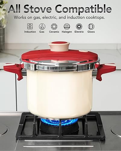 Miniatura 8 de MICHELANGELO Olla a presión de acero inoxidable de 8.5 cuartos de galón, olla a presión 3 en 1, sistema de bloqueo con una mano, diseño colorido