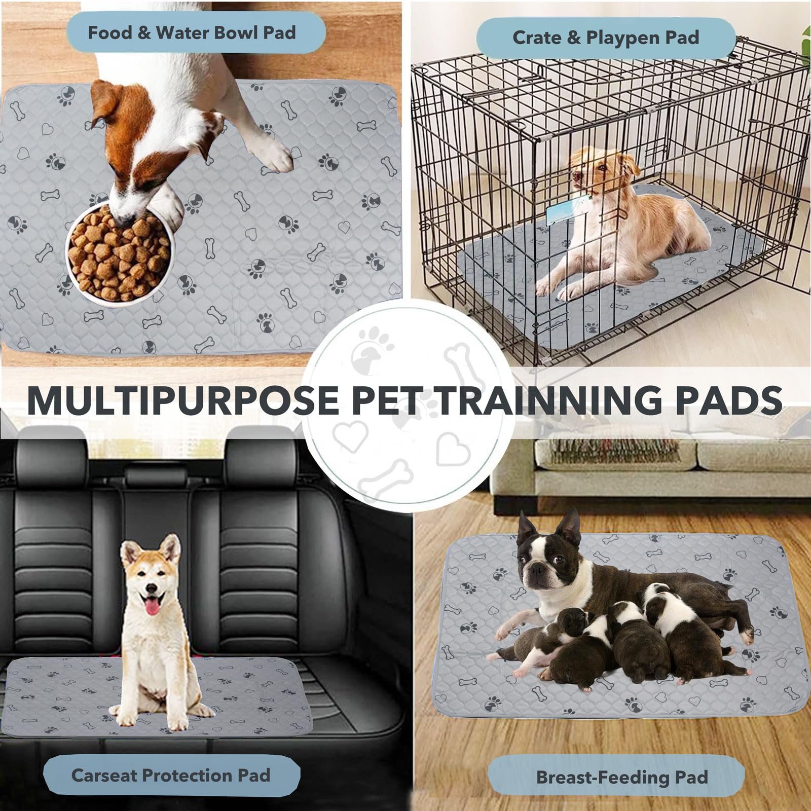 Paquete de 3 almohadillas reutilizables de 18 x 24 pulgadas para cachorros, súper absorbentes, lavables, para entrenamiento de perros, a prueba de fugas, almohadillas de entrenamiento impermeables