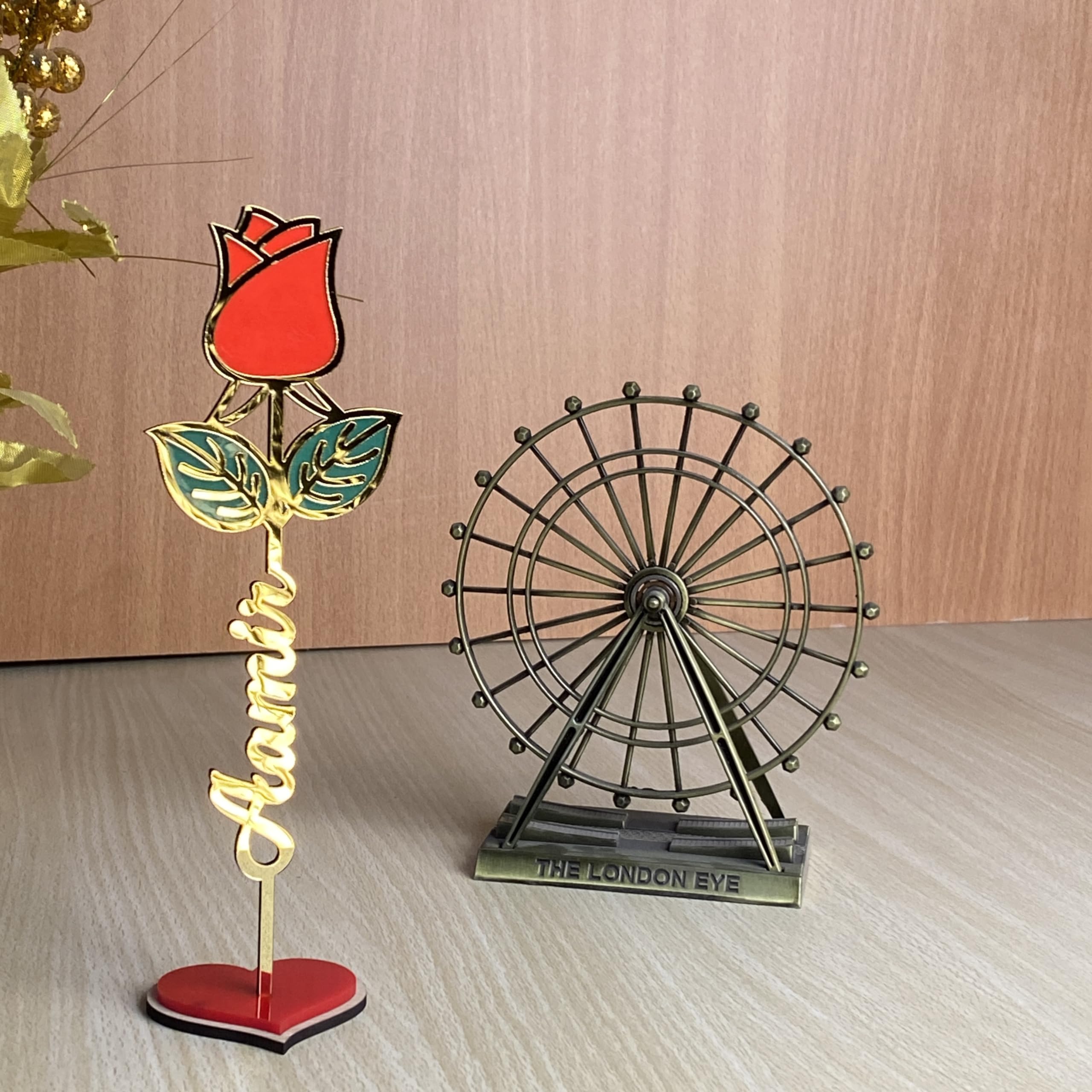 WEHATKE Personalized Rose Name Stand | Custom Name Flower Showpiece | Romantic Birthday, Anniversary Valentine's Day Gift for Boyfriend, Girlfriend or Wife Customized for Her or him 3
