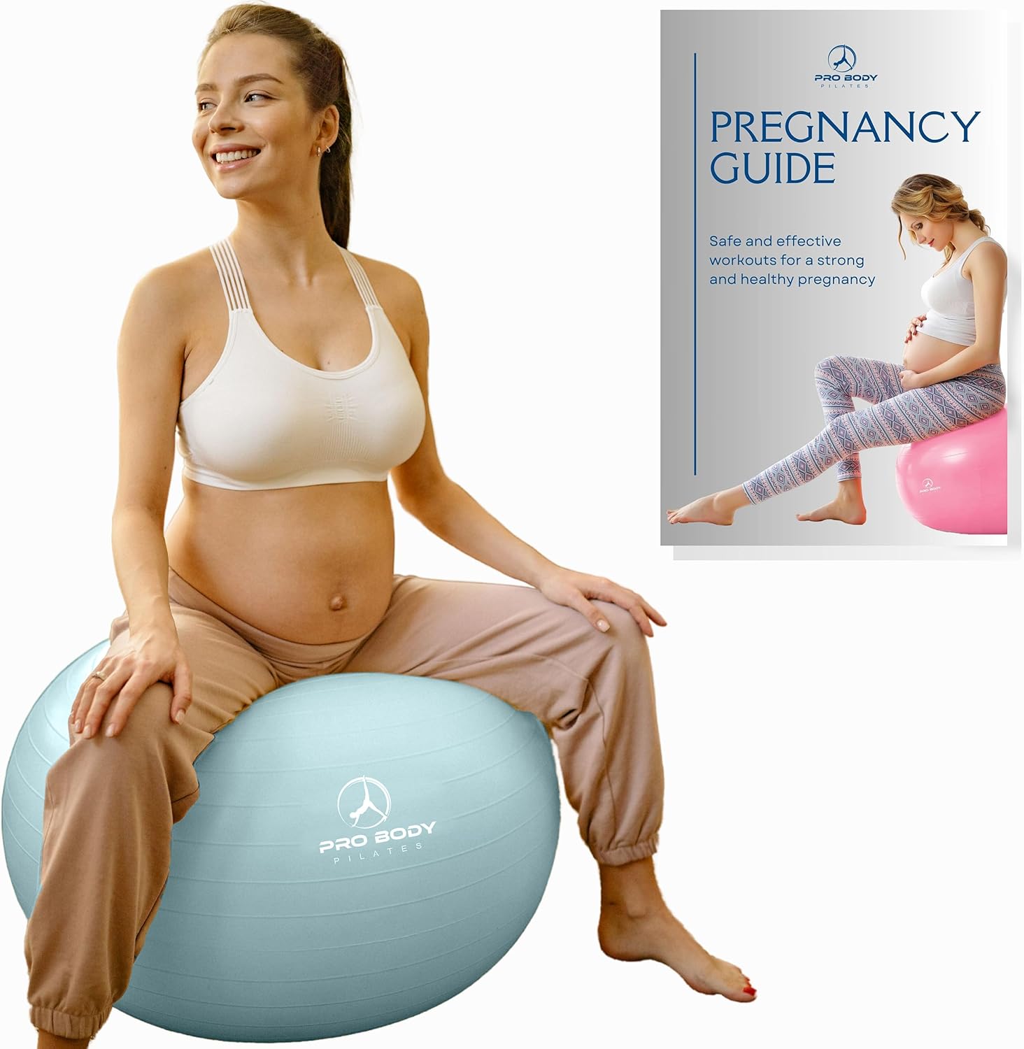 ProBody Pilates Pregnancy Ball – Yoga Ball for Pregnancy with Book, Prenatal, Labor & Postnatal Maternity Exercise