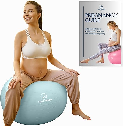 Vista 12 de ProBody Pilates Pregnancy Ball - Yoga Ball for Pregnancy with Book, Prenatal, Labor & Postnatal Maternity Exercise