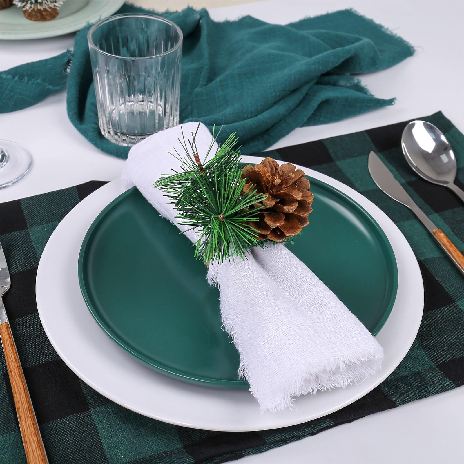 Juego de 6 servilleteros hechos a mano con diseño de piña de piña de granja para decoración de mesa de otoño, boda, día de Acción de Gracias, Navidad (piña)