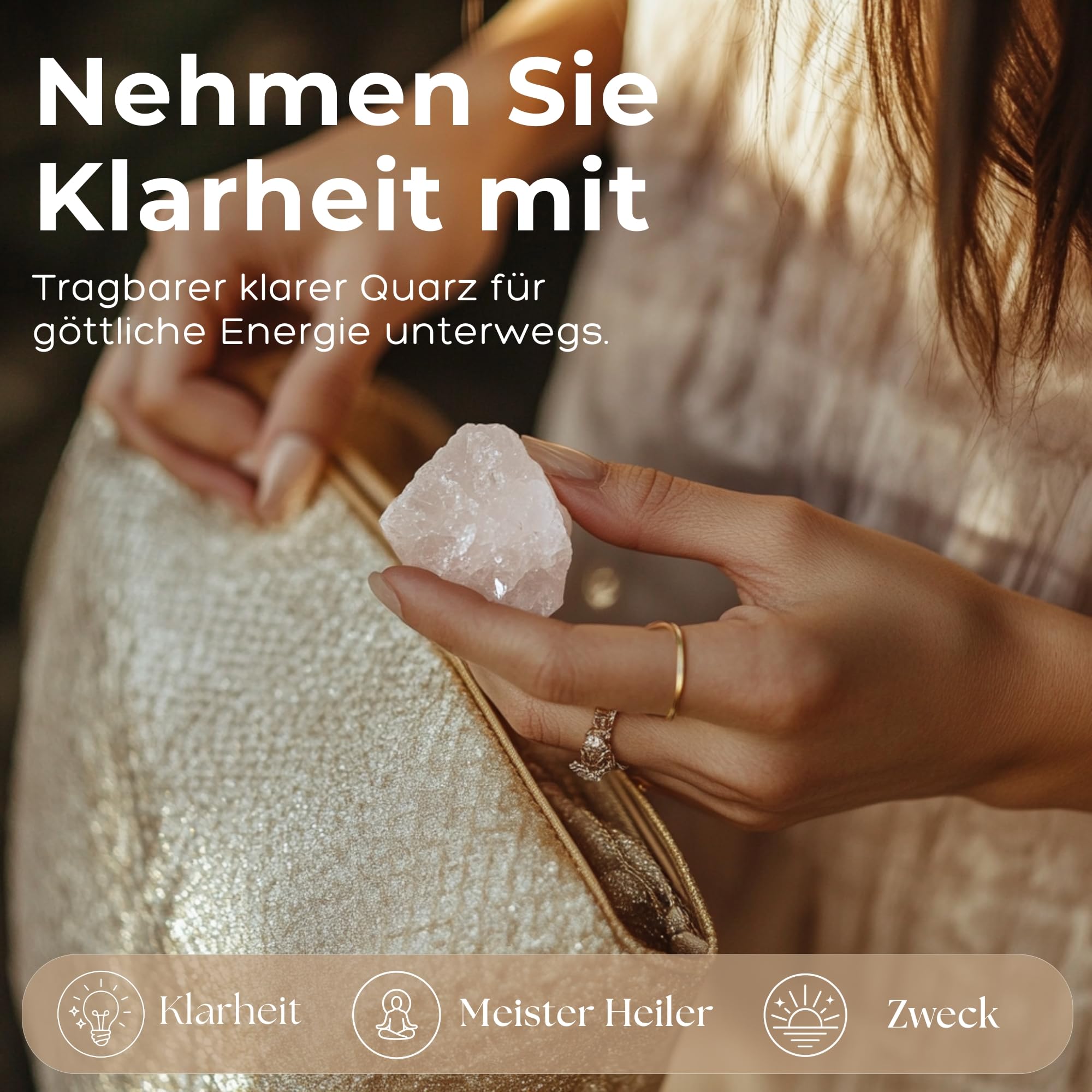 Anima Premium Bergkristall Set – Turm, Rohstein & Cluster in Eleganter Holzbox – Energieverstärker für Klarheit, Fokus & Heilung – Geschenk für Spirituelle Frauen mit Exklusiver Infokarte