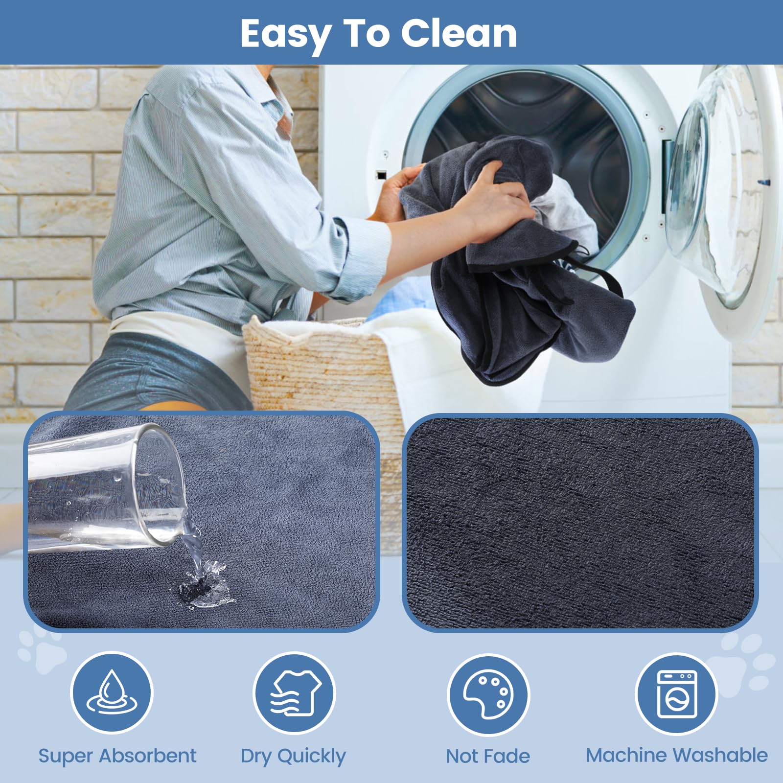 PETTOM Dog Drying Robe Dog Drying Coat Adjustable Super Absorbent Microfiber Dog Bathrobe Quick Drying, Grey - Image 4