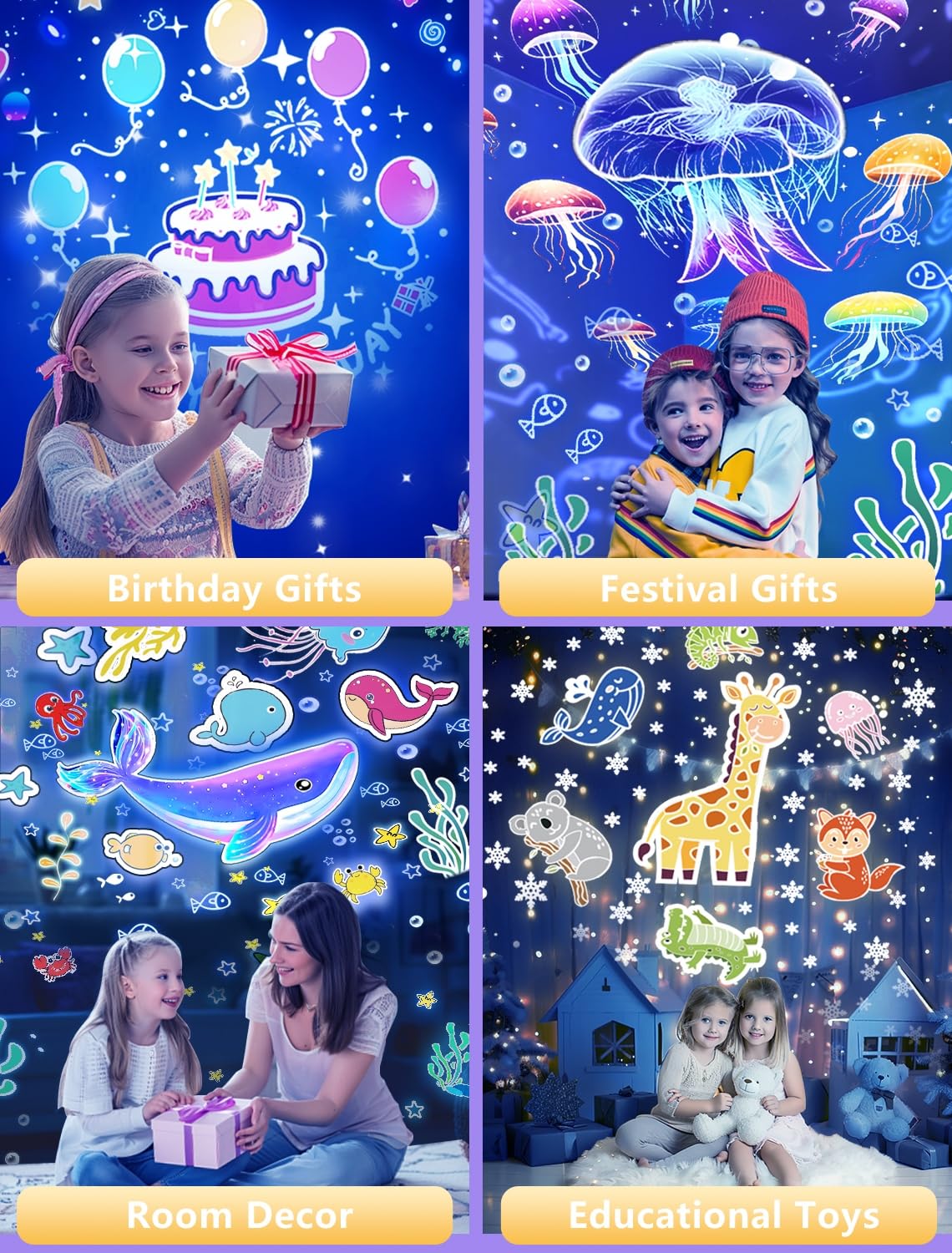 21 Sets of Films Projector Night Light for Kids Kids Night Light Projector for Bedroom Ceiling Star Galaxy — view 7