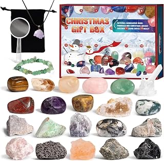Crystals Advent Calendar 2023,Christmas Countdown Calendar with Mini Gemstone Dig Kit for Learning & Collection,Natural Rocks Minerals Birthday Gift for Kids & Geology Enthusiasts ll