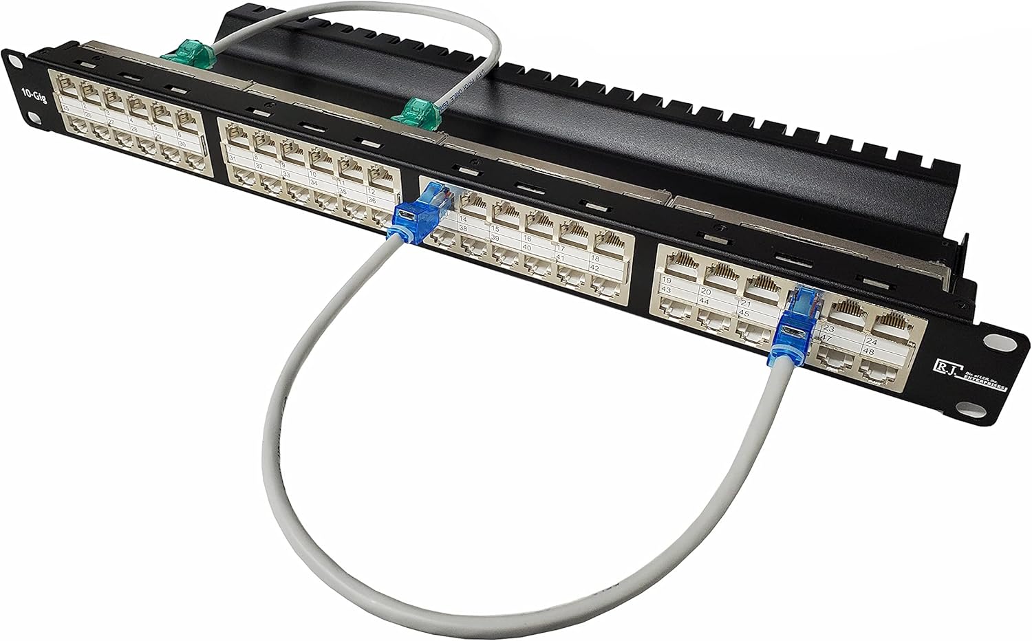 48 Port Shielded Cat6 1U Rack Mount Patch Panel R.J. Enterprises 48 ...
