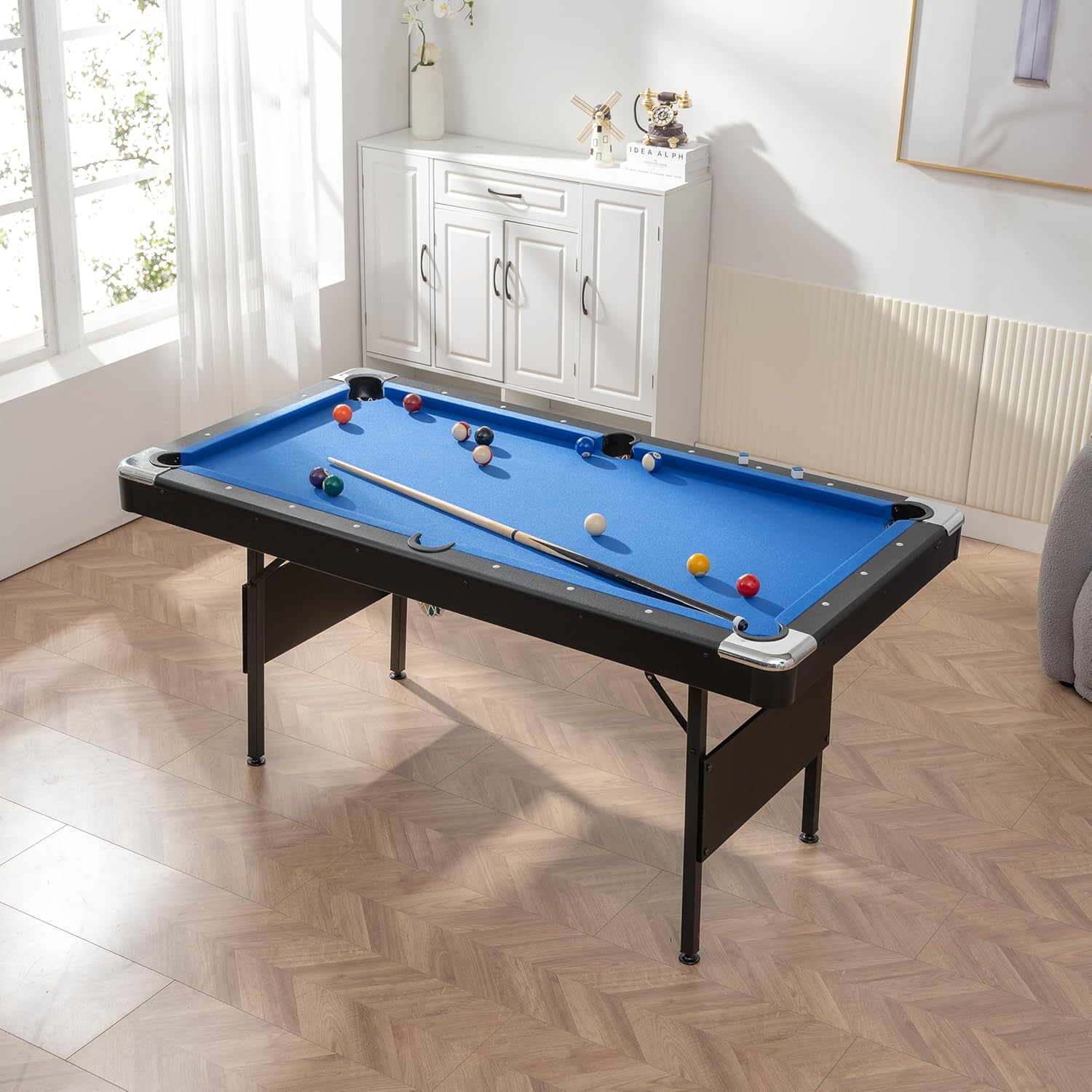 Children's Pool Table with Billiard Set, Family Game Cheap Pool Table Table for Indoor Play, Compact 48-Inch Folding Billiards Table with Balls and Cues for Kids and Adults, Includ