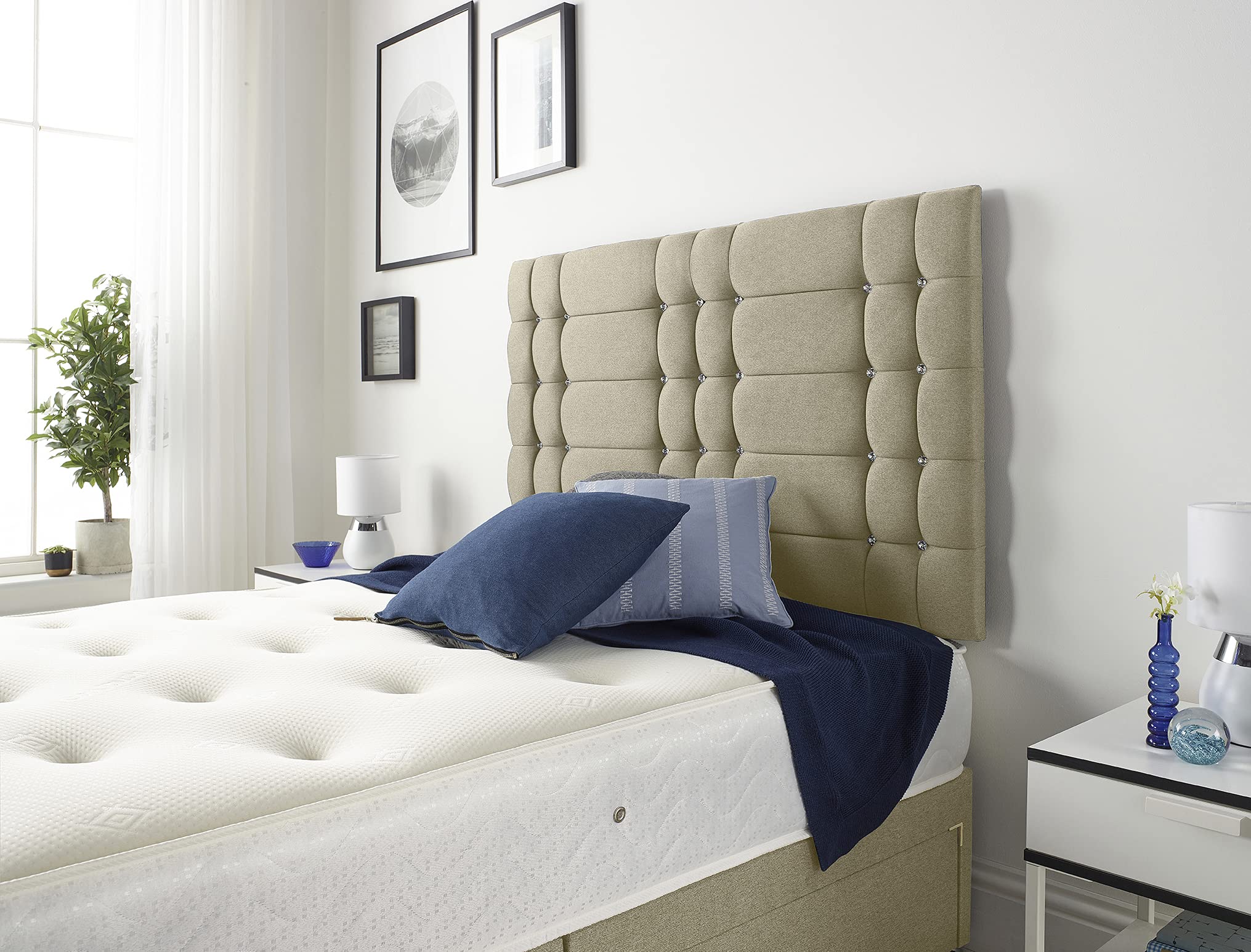 Bed Centre Bliss 32 Inch or 54 Inch Headboard Available in Different Fabrics and Colours - 3FT,4FT,4FT6,5FT,6FT (4FT Small Double, 32 Inch High With Struts, Linen Wheat)