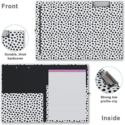 Miniatura 2 de Bonito portapapeles con bloc de notas forrado recargable y bolsillo interior de almacenamiento para oficina, elegante portapapeles plegable A4,